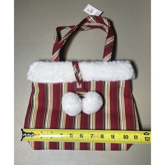 Longaberger Homestead Holiday Striped Tote Bag W/ Holiday Striped Mini Stocking - Picture 10 of 11